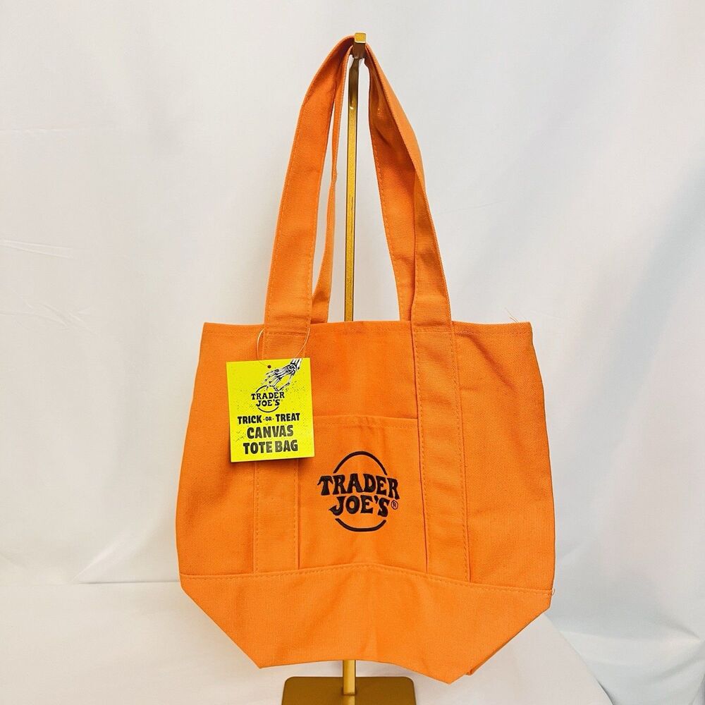 NWT Trader Joe's Mini Canvas Tote Bag Limited Edition - ORANGE